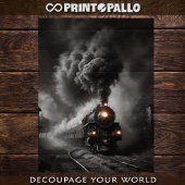 Ghost train from 1900, desert station - Decoupage  ラッピングペーパーシート