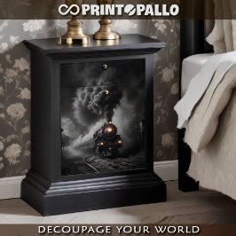 Ghost train from 1900, desert station - Decoupage  ラッピングペーパーシート