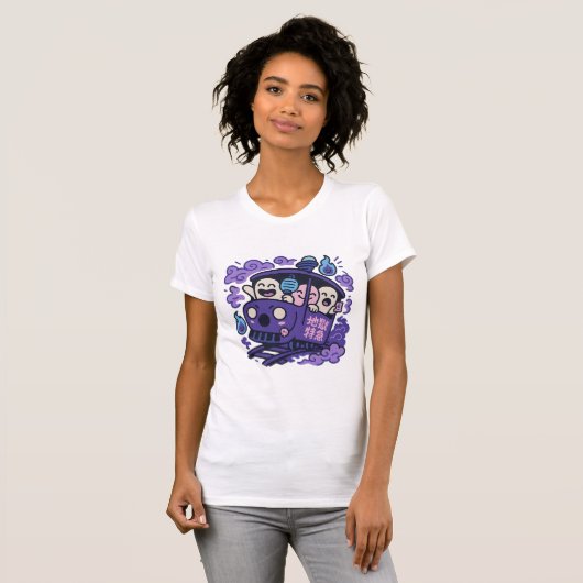 Ghost Train Party – Kawaii Spirits on Board Tシャツ (正面フル)