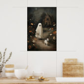 Ghost Walking Dog At Night – Gothic Fairy Tale Oil ポスター (キッチン)