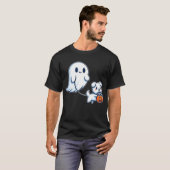 Ghost Walking Dog Funny Halloween Ghost Spooky Tシャツ (正面フル)