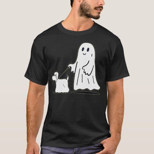 Ghost Walking Dog Halloween Tシャツ (正面)