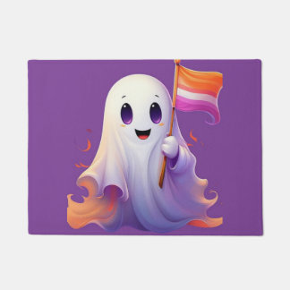 Ghost whit lesbian flag ドアマット