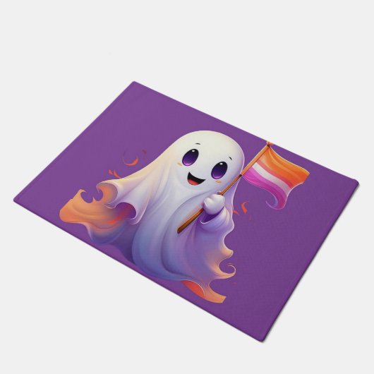 Ghost whit lesbian flag ドアマット (アングル)