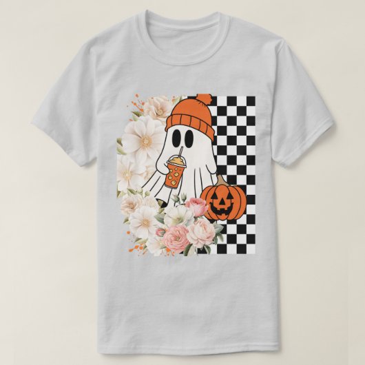 Ghost with Beanie – Cute Spooky Halloween Graphic Tシャツ (デザイン正面)