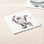 Ghost with blood knife スクエアペーパーコースター (アングル)