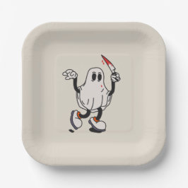 Ghost with blood knife ペーパープレート