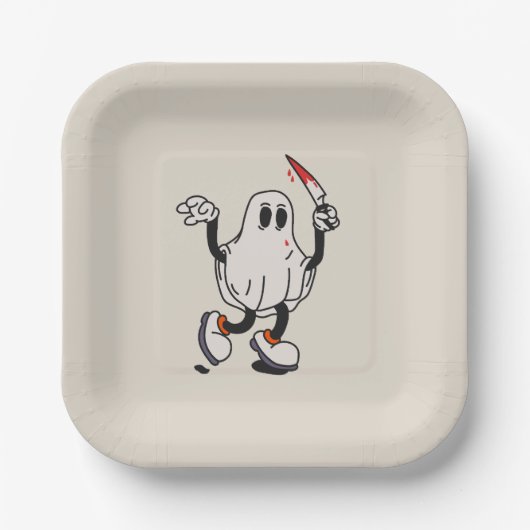 Ghost with blood knife ペーパープレート (正面)