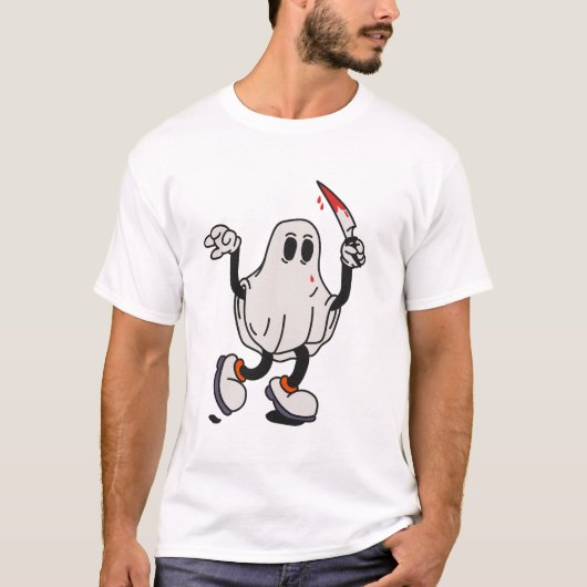 Ghost with blood knife tシャツ (正面)