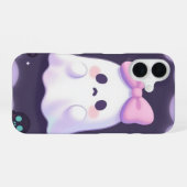 Ghost with Pink Bow Pastel Halloween Case iPhone 16ケース (裏面横)