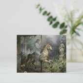 Ghost Woman on Abandoned Carousel in Garden ポストカード (スタンド正面)