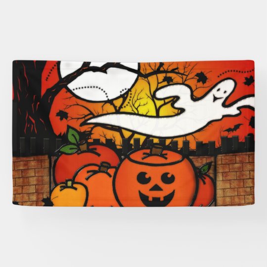 Ghostieお洒落なハロウィン 横断幕 Zazzle Co Jp