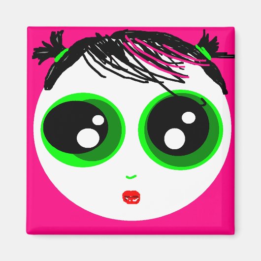 Ghostie Girl Magnet （ホットピンク） マグネット (正面)