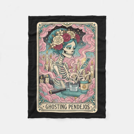 Ghosting Pendejos Funny Día De Los Muertos Tarot C フリースブランケット (正面)