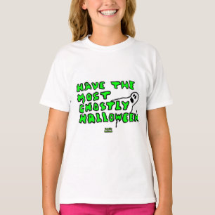 GhostlyハロウィンガールズホワイトベーシックTシャツ Tシャツ