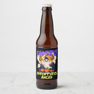 Ghostly Adventures Ahead、かわいいハローウィンパーティ ビールラベル