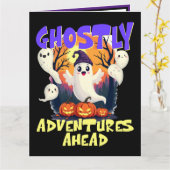 Ghostly Adventures Ahead、ハローウィンパーティ幽霊 カード (黄色い花)