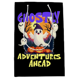 Ghostly Adventures Ahead、ハローウィンパーティ幽霊 ミディアムペーパーバッグ