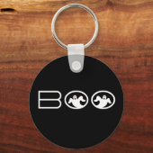 Ghostly Booハロウィンキーチェーン，白黒 キーホルダー (正面)