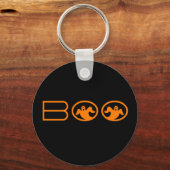 Ghostly Booハロウィンキーチェーン,黒とオレンジ キーホルダー (正面)
