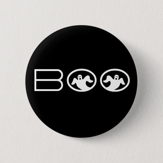 Ghostly Booハロウィンボタン，白黒 缶バッジ (正面)