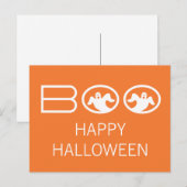 Ghostly Booハロウィーン葉書，オレンジと白 ポストカード (正面/裏面)