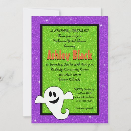 Ghostly Brewハロウィンブライダルシャワー招待 招待状 (裏面)