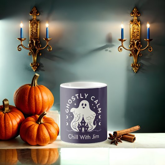 Ghostly Calmカスタマイズ可能なハロウィーン コーヒーマグカップ
