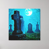 Ghostly Figure in a Graveyard Design キャンバスプリント (正面)
