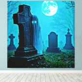 Ghostly Figure in a Graveyard Design キャンバスプリント (インサイチュ (ウッドフロア))