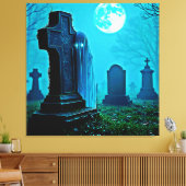Ghostly Figure in a Graveyard Design キャンバスプリント (インサイチュ (リビング))