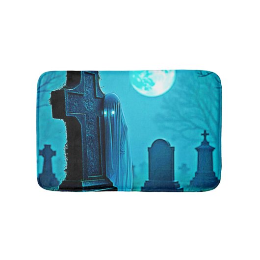 Ghostly Figure in a Graveyard Design バスマット (正面)