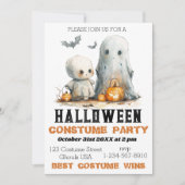 Ghostly Giggles – かわいいハローウィンパーティ招待状 招待状 (正面)