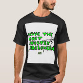 Ghostly Halloween Men's Black Basic Tシャツ (正面)