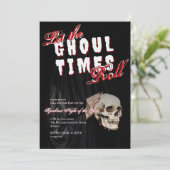 Ghostly Halloween Skeleton Costume Party Skull 招待状 (スタンド正面)