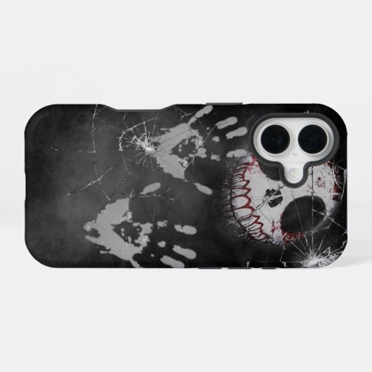 Ghostly Handprint Shattered Screen Horror iPhone C 16ケース (裏面横)