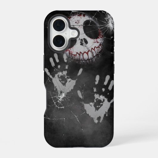 Ghostly Handprint Shattered Screen Horror iPhone C 16ケース (裏面)