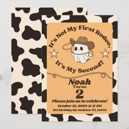 Ghostly "Not My First Rodeo" 2nd誕生日招待状 招待状 (正面/裏面)