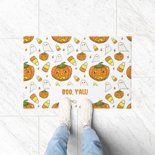 Ghostly Pumpkin Halloween Doormat ドアマット (室内)