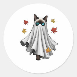 Ghostly Siamese – かわいいハロウィンサイアム猫 ラウンドシール