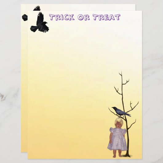 Ghostly Talia with Raven Halloween Stationery (正面/裏面)