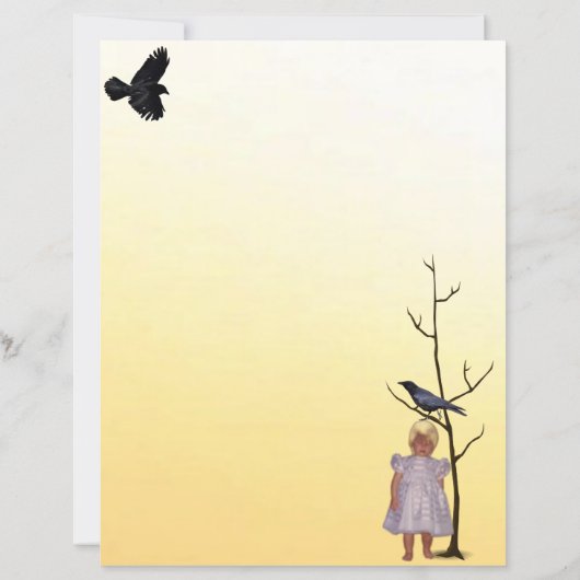 Ghostly Talia with Raven Halloween Stationery (裏面)