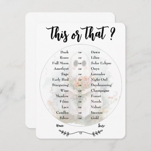 Ghostly This or That-Bridal Shower Game (正面/裏面)