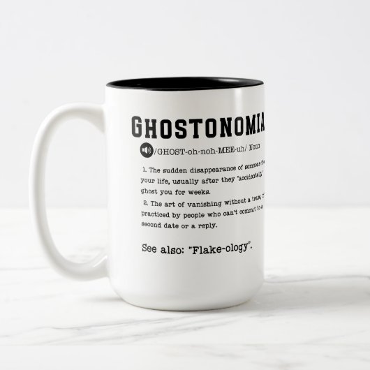 Ghostonomia Mug – 誰かの突然の失踪 ツートーンマグカップ (左)