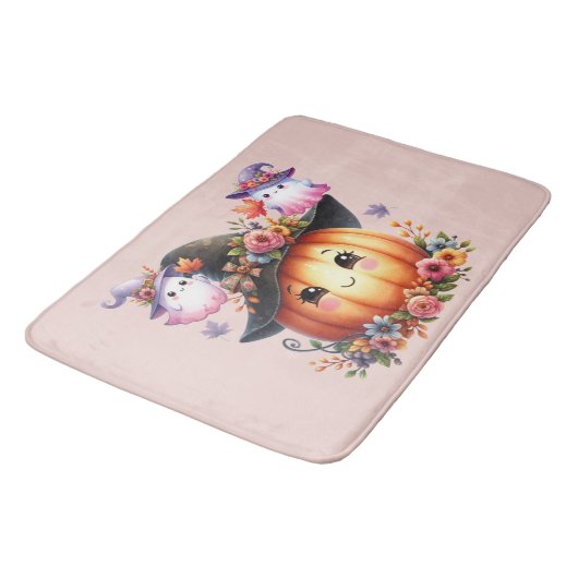 Ghosts and Pumpkin Halloween Design バスマット (アングル)