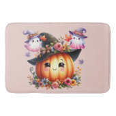 Ghosts and Pumpkin Halloween Design バスマット (正面)