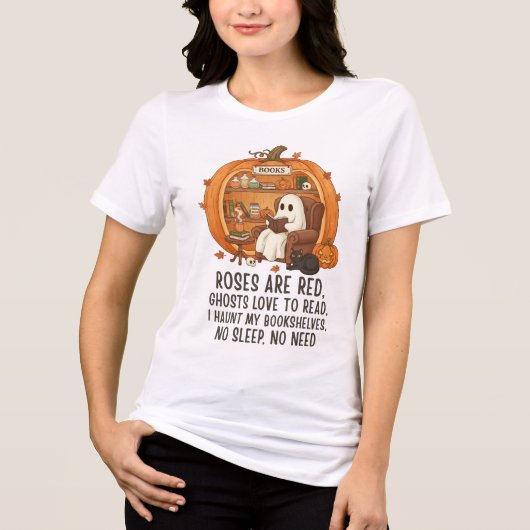 Ghosts Love To Read - Funny Halloween Book Lover トライブレンドＴシャツ (正面)