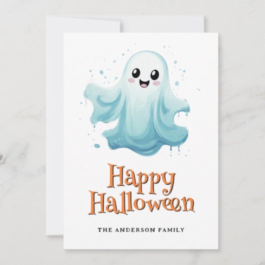 Ghosts Pumpkins Kids Halloween Card シーズンカード (正面)