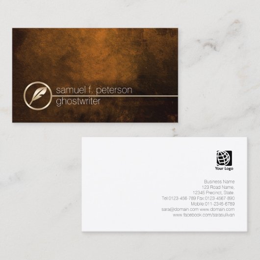 Ghostwriter金ゴールドペンNibアイコン発行 名刺 (正面/裏面)