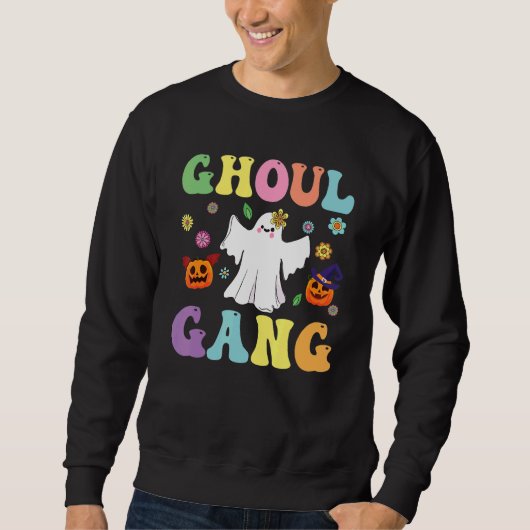 Ghoul Gang Groovy Hey Boo Pumpkin Boo Crew Hallowe スウェットシャツ (正面)
